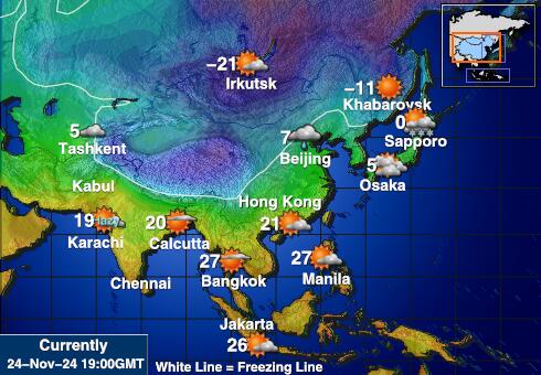 Azië Weersverwachting Temperatuur Kaart 