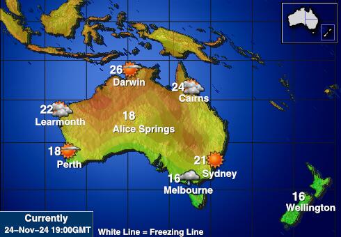 Australië Weersverwachting Temperatuur Kaart 