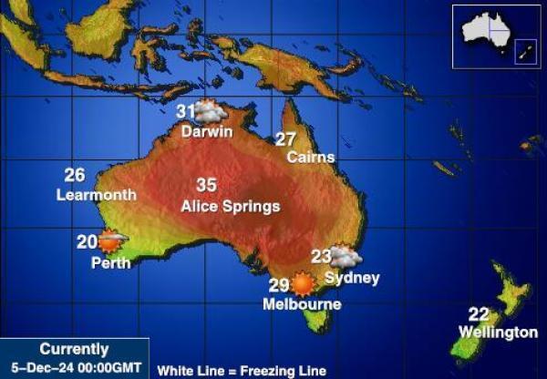 Australia Sääennuste lämpötila kartalla 