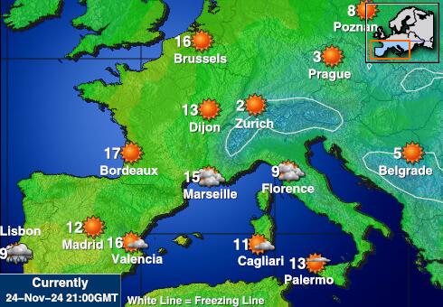 Austrija Vremenska prognoza, temperatura, karta 