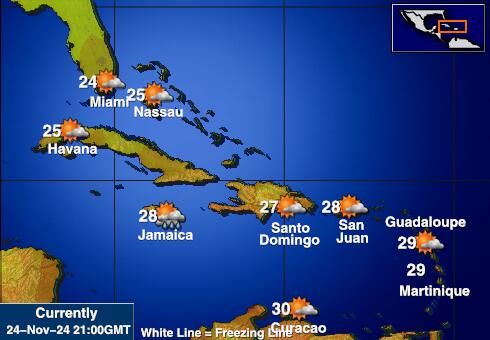 Bahamas Weersverwachting Temperatuur Kaart 