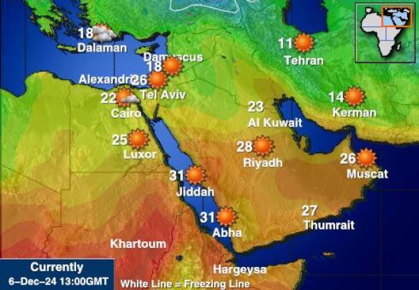 Bahrain Sääennuste lämpötila kartalla 