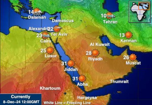 Bahrain Sääennuste lämpötila kartalla 