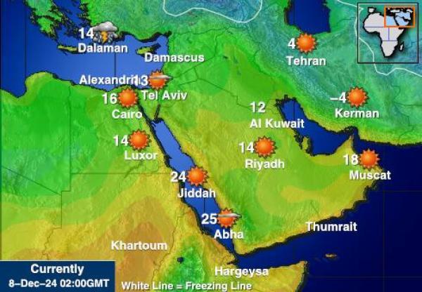 Bahrain Sääennuste lämpötila kartalla 