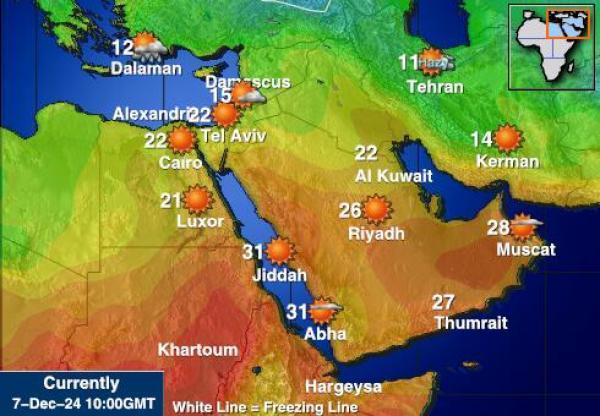 Bahrain Sääennuste lämpötila kartalla 