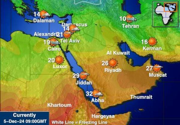 Bahrain Sääennuste lämpötila kartalla 