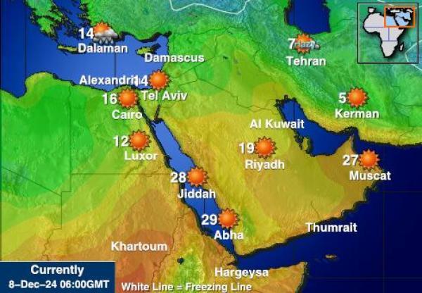 Bahrain Sääennuste lämpötila kartalla 