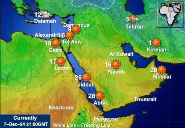 Bahrain Sääennuste lämpötila kartalla 