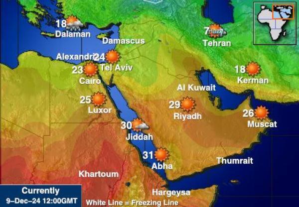 Bahrain Sääennuste lämpötila kartalla 