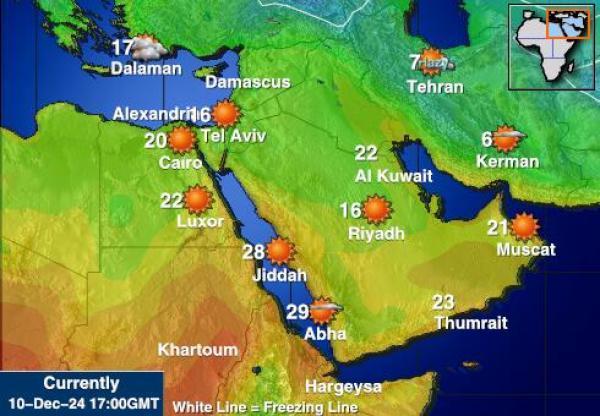 Bahrain Sääennuste lämpötila kartalla 