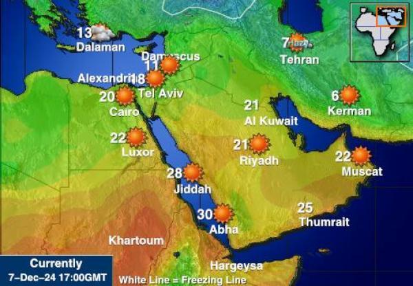 Bahrain Sääennuste lämpötila kartalla 