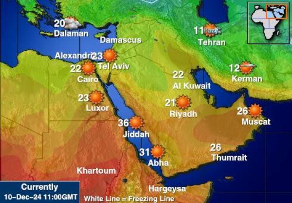 Bahrain Sääennuste lämpötila kartalla 