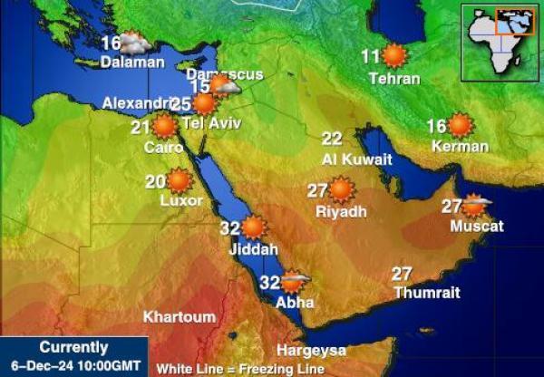 Bahrain Sääennuste lämpötila kartalla 