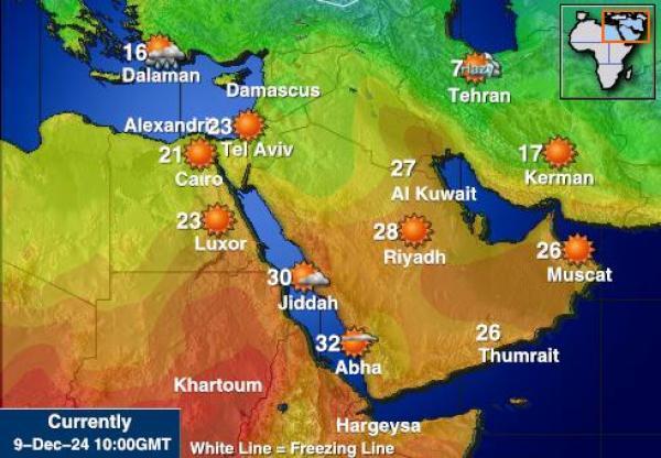 Bahrain Sääennuste lämpötila kartalla 