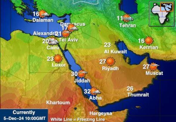 Bahrain Sääennuste lämpötila kartalla 