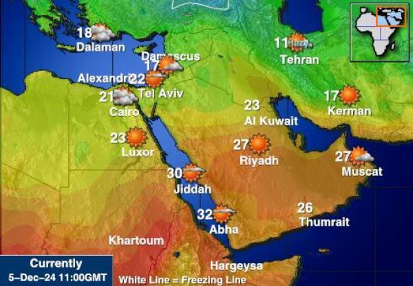 Bahrain Sääennuste lämpötila kartalla 