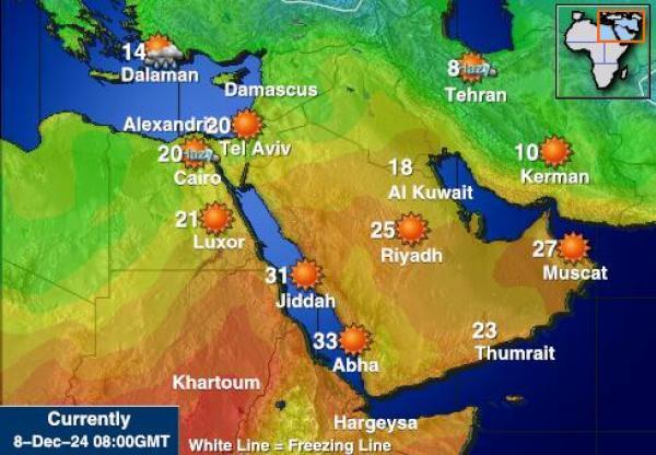 Bahrain Sääennuste lämpötila kartalla 