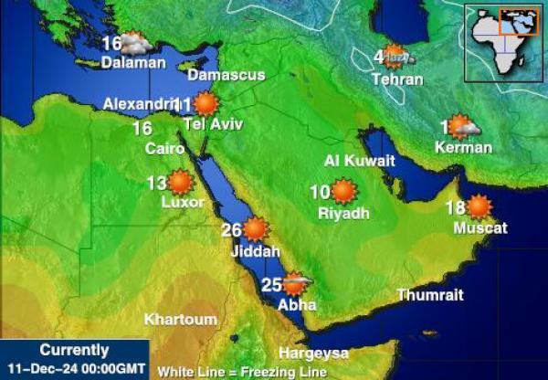 Bahrain Sääennuste lämpötila kartalla 