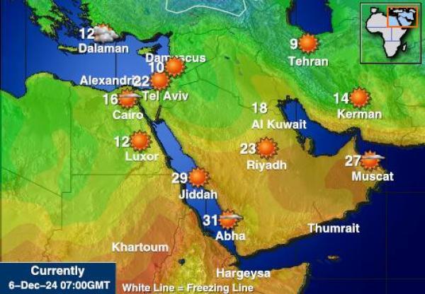 Bahrain Sääennuste lämpötila kartalla 