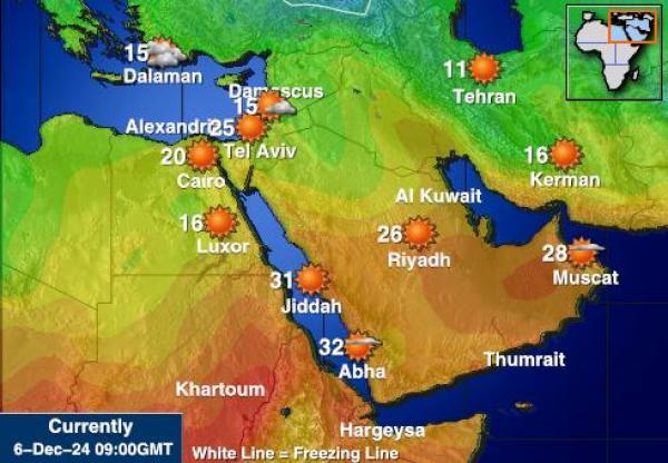 Bahrain Sääennuste lämpötila kartalla 