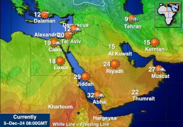 Bahrain Sääennuste lämpötila kartalla 