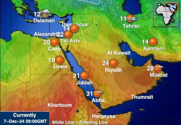 Bahrain Sääennuste lämpötila kartalla 