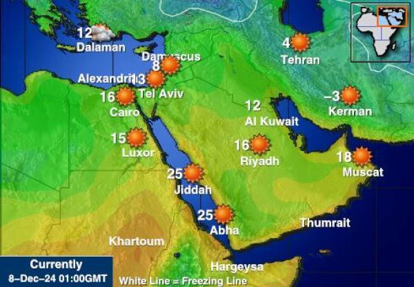 Bahrain Sääennuste lämpötila kartalla 