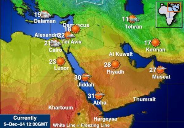 Bahrain Sääennuste lämpötila kartalla 