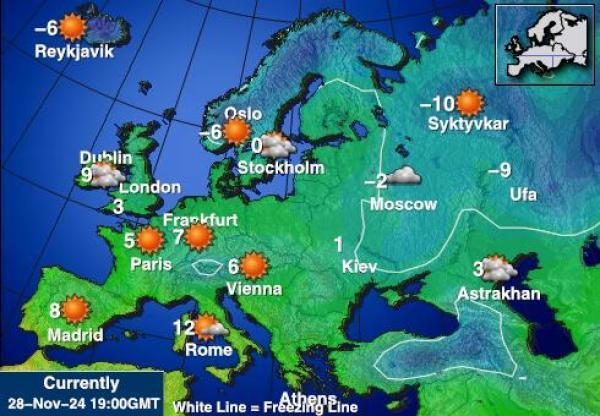 Bjelorusija Vremenska prognoza, temperatura, karta 