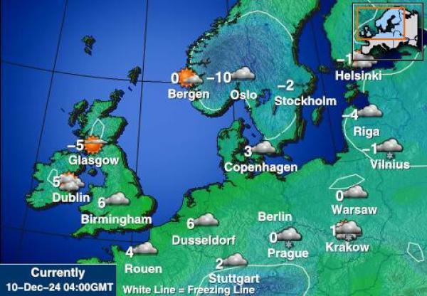 Belgia Sääennuste lämpötila kartalla 