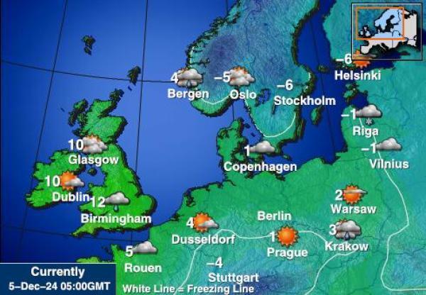 Belgia Sääennuste lämpötila kartalla 