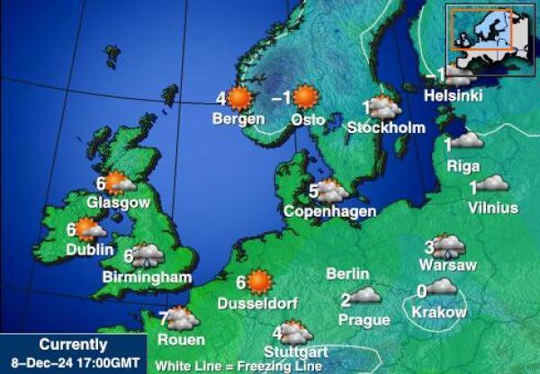 Belgia Sääennuste lämpötila kartalla 