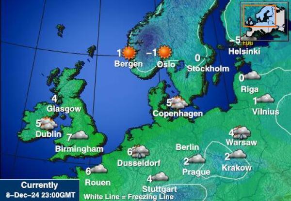 Belgia Sääennuste lämpötila kartalla 