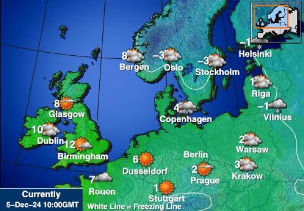 Belgia Sääennuste lämpötila kartalla 