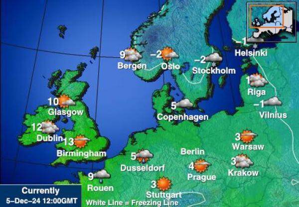 Belgia Sääennuste lämpötila kartalla 