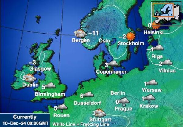 Belgia Sääennuste lämpötila kartalla 