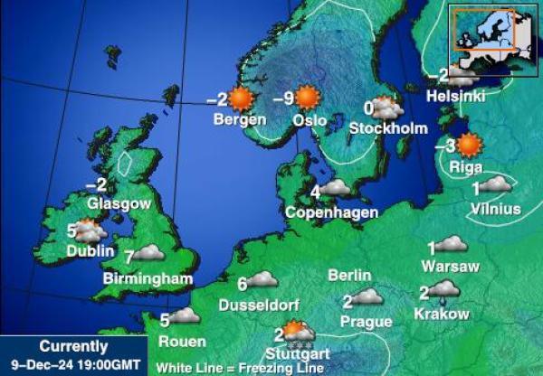 Belgia Sääennuste lämpötila kartalla 