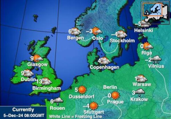 Belgia Sääennuste lämpötila kartalla 