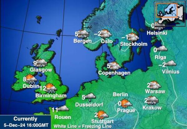 Belgia Sääennuste lämpötila kartalla 