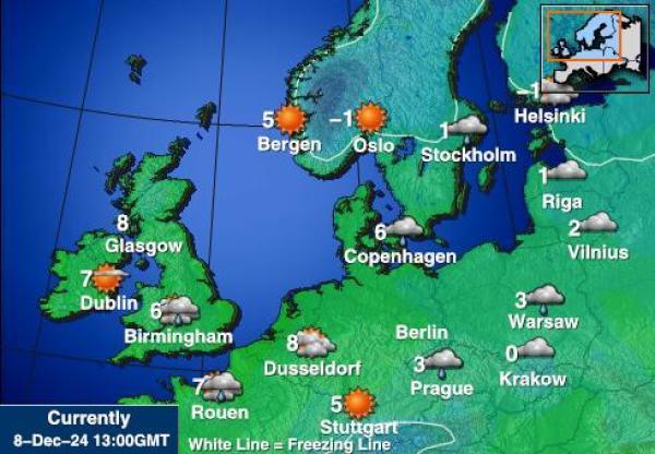 Belgia Sääennuste lämpötila kartalla 