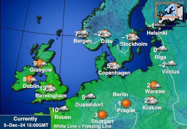 Belgia Sääennuste lämpötila kartalla 