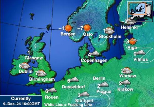 Belgia Sääennuste lämpötila kartalla 