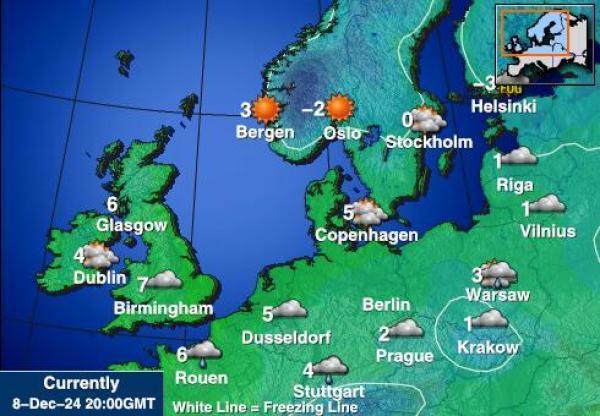 Belgia Sääennuste lämpötila kartalla 