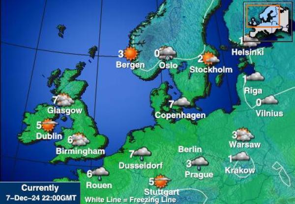 Belgia Sääennuste lämpötila kartalla 