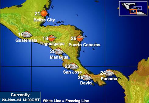 Belize Prognoza pogody temperaturę na mapie 