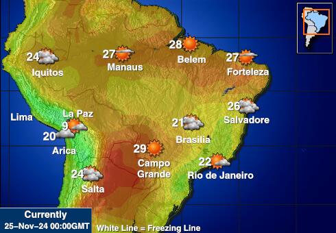 Bolivia Weersverwachting Temperatuur Kaart 