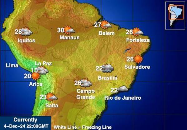 Bolivia Sääennuste lämpötila kartalla 