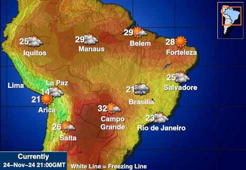 Bolivija Vremenska prognoza, temperatura, karta 