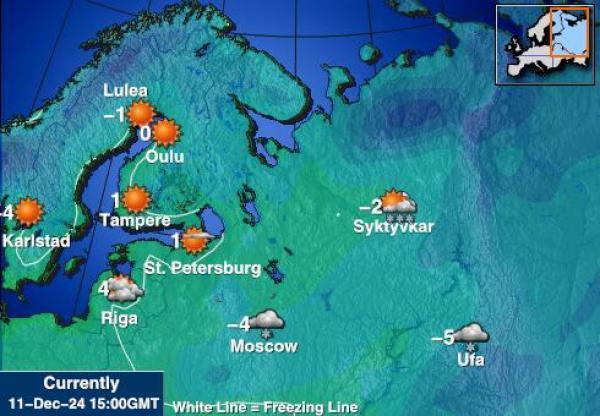 ボスニア・ヘルツェゴビナ 天気予報温度マップ 