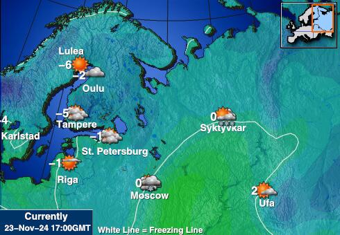 Bułgaria Prognoza pogody temperaturę na mapie 